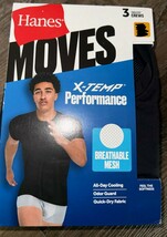 Hanes X-temp Moves ~ Mens 3-Pack T-Shirts Crew Black Gray Performance Me... - $23.75