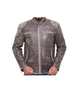 Men Leather Jacket Vintage Biker Café Racer Designer Distressed Genuine ... - $277.46 CAD