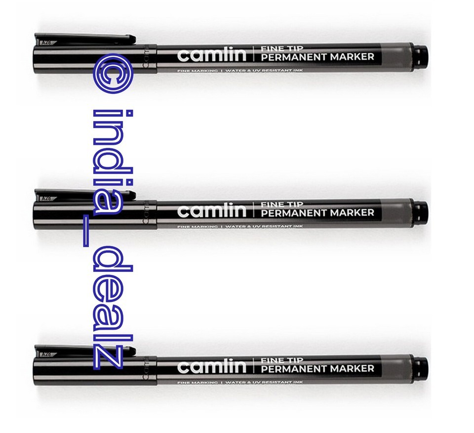 3 x stylos marqueurs permanents Camlin Fine Tip noir marqueur CD DVD OHP... - $6.50