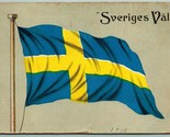 Sveriges Val Svezia Bandiera Blu Color Oro Cartolina Svenska Folket 1915 H8 - £4.82 GBP