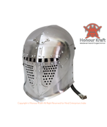 Medieval Steel Helmet for Buhurt SCA Heavy Combat 14th Century Hard comb... - £250.99 GBP