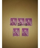 Lot #1 5 1954 Lincoln 4 Cent Cancelled Postage Stamps Purple Vintage VTG... - £7.78 GBP