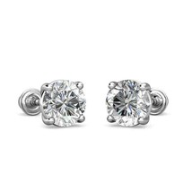 14K White Gold 3MM 0.20 CARAT Created Diamond  Screw Back Stud Earrings - $92.57