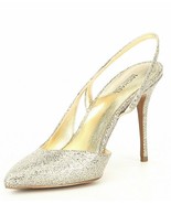 Michael Kors Eliza Pump Silver / Sand Glitter Sling Back Women&#39;s Dress S... - $133.64