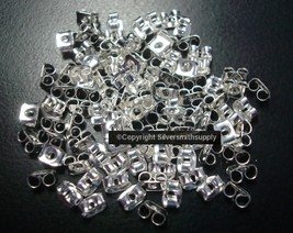 100 Silver plt post earring butterfly backs stoppers clutches wire nuts ... - $2.92