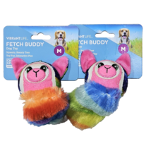 2 Pack Vibrant Life Fetch Buddy Dog Toy Squeaky Bouncy Toss Chew Level 2 7in - £17.37 GBP