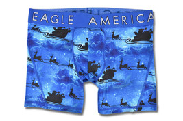 American Eagle Mens 6&quot; Inseam Flex Boxer Briefs, 02361756 Blue Santa Sleigh - £14.65 GBP