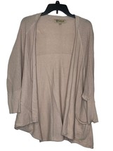 Democracy Women&#39;s Sweater Open Front Mesh Cardigan Dolman Sleeve  Tan Sz. XL - $29.69