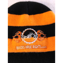 Black &amp; Orange Striped BikersHaveRights.com Beanie Motorcycle Flames Kni... - $14.80