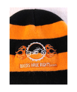 Black &amp; Orange Striped BikersHaveRights.com Beanie Motorcycle Flames Kni... - $20.30 CAD