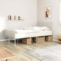 Metal Bed Frame with Headboard and Footboard White 53.9&quot;x74.8&quot; - £170.48 GBP