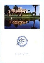Villa Miani Special Dinner Menu Rome Italy 1983 AVON Awards Banquet - £23.33 GBP