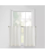 Window curtain tiers rod pocket back tab 30”x 24&quot;L pintuck pleated linen... - $533.86 MXN