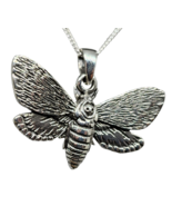 Deaths Head Hawk Moth Necklace Pendant Gothic 925 Silver 18&quot; Chain Boxed... - £35.54 GBP