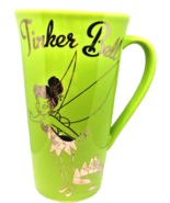 Tinkerbell Green Metallic Mug 6&quot; Tall Disney Store Retired Coffee Tink P... - £13.44 GBP
