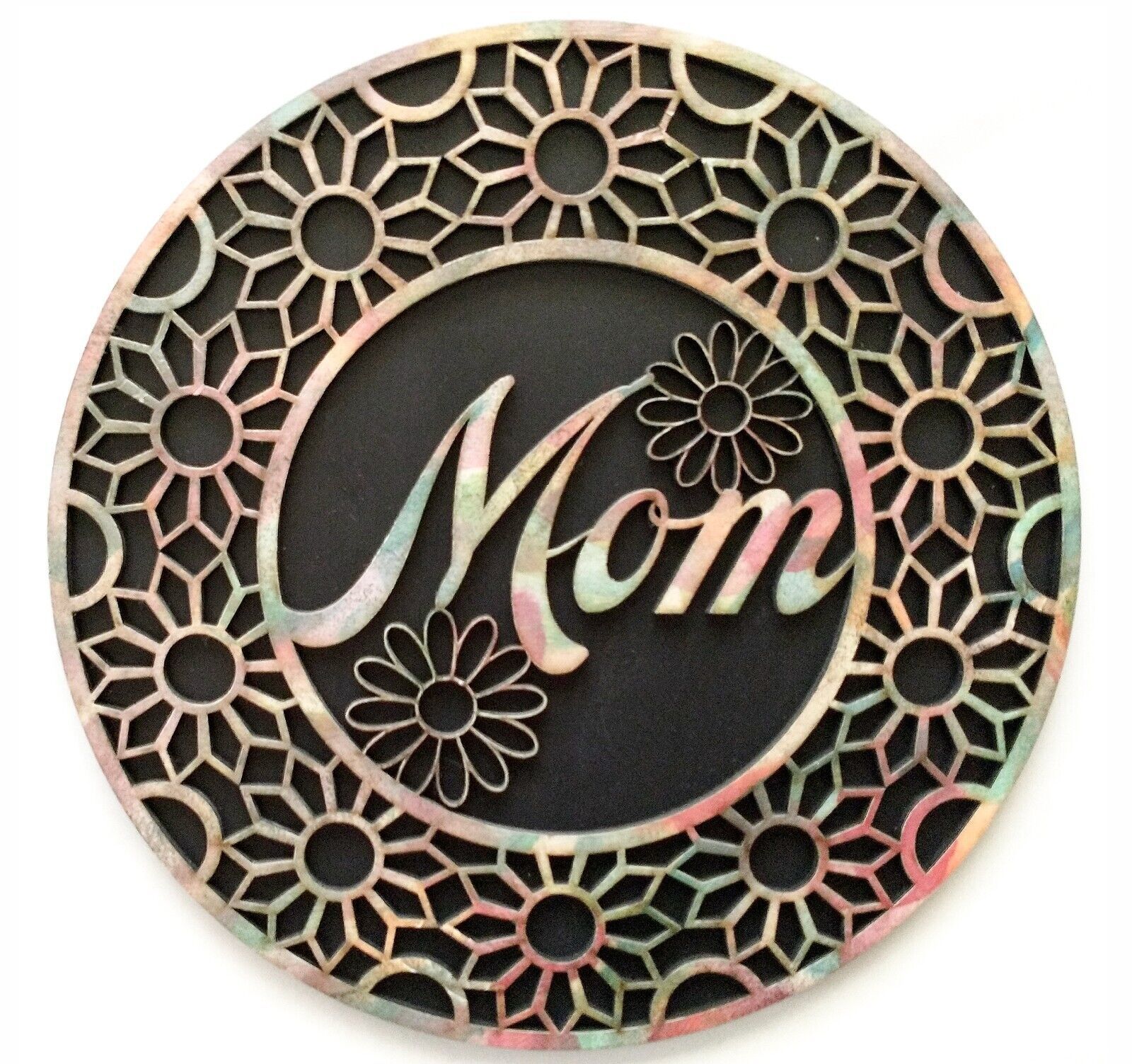 Primary image for Round flowery personalized name plaque wall hanging sign  Custom laser cut