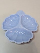 Vintage Jeannette Slag Milk Glass Delphite Blue Clover Leaf Dish 3 Secti... - £16.43 GBP