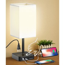 Touch Control Bedside Table Lamp With Usb C &amp; Usb A Charging Port And 2 Ac Outle - £27.16 GBP