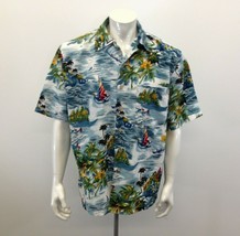 Maui Maui Men&#39;s Large Hawaiian Shirt Sailing Beach Print Button Up Ahola... - $13.85