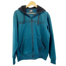 Motorfist Mens S Hoodie Sweatshirt Full Zip Teal Blue Black Faux Fur Lined Logo  - £22.44 GBP