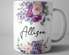Personalized Name Mug, Floral Coffee Mug, Personalized Gifts For Women, ... - £13.36 GBP