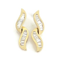 Baguette CZ Cubic Zirconia Wave Dangle Drop Earrings 14K Yellow Gold, 6.... - £622.70 GBP