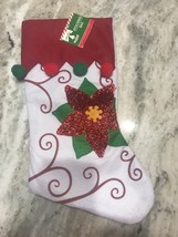 RED AND WHITE WITH BLACK BELT CHRISTMAS STOCKING * 16 X 8.5 INCH * NEW * - $15.97