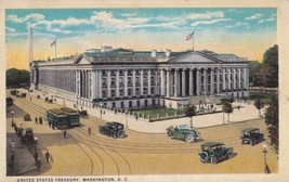 United States Treasury Washington D. C. Postcard Old Cars Trolley - $2.99