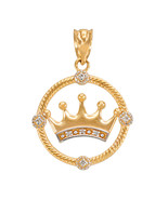10K Gold Quinceanera Crown Diamond Pendant Necklace (Yellow, White, Rose... - $215.99+