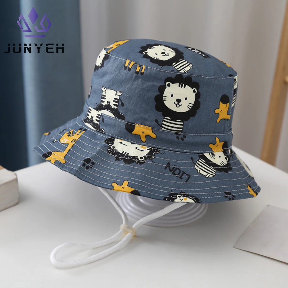 Cartoon Lion Baby Bucket Hats Summer Outdoor Kids Boy Girl Fisherman Sun Hats - £12.29 GBP