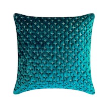 Blue Velvet Quilted &amp; Geometric 16&quot;x16&quot; Throw Pillow Cover - Adding Teal - £35.43 GBP+