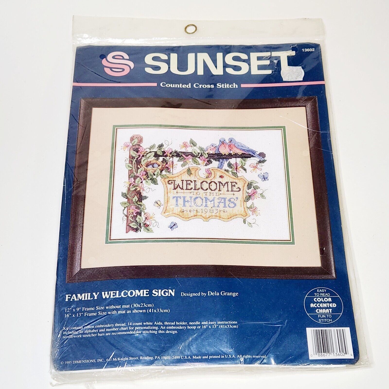 Sunset Family Welcome Sign Counted Cross Stitch #13602 Dimensions - $18.95
