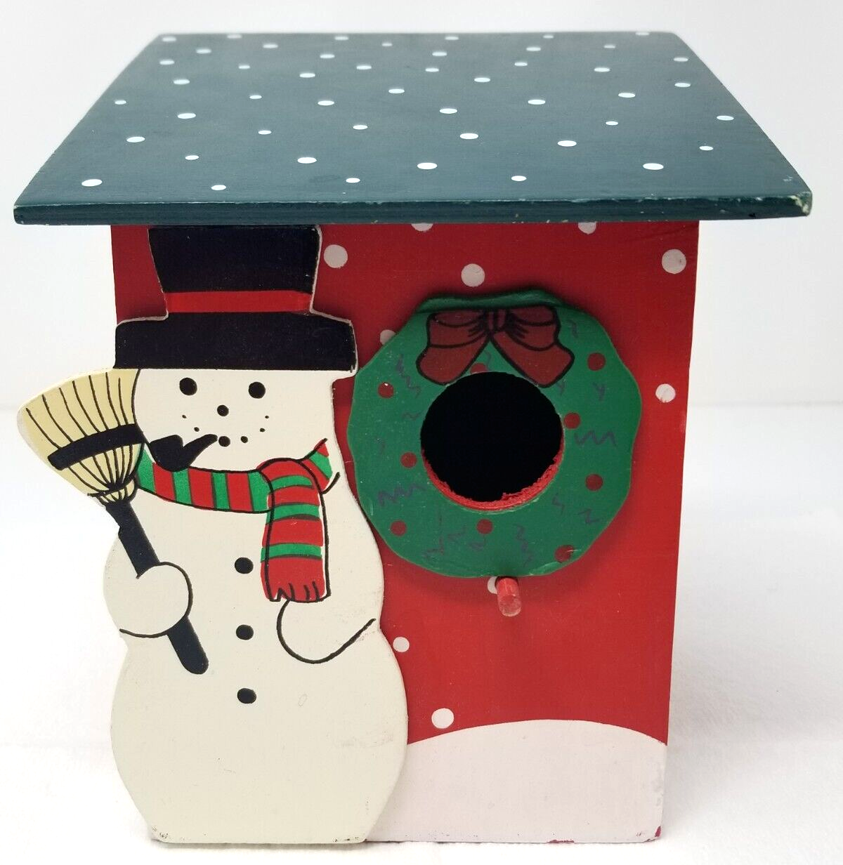 Primary image for Snowman Bird House Wreath Hole Small Opening Christmas Handmade Vintage
