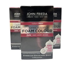 (3) John Frieda Precision Foam Hair Colour, Deep Cherry Brown 3VR, Vibrant Red - £29.77 GBP