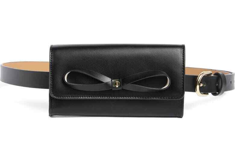 Kate Spade Bow Tie leather belt bag Fanny Pack ~NWT~ Black L/XL - $57.42