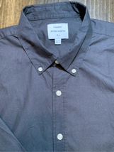 Large PETER WERTH Button Down Shirt-Black Long Sleeve Cotton EUC Mens - £11.99 GBP