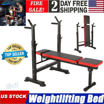 Adjustable Weight Bench Folding Bench Press Workout Bench With Barbell R... - $169.99