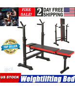 Adjustable Weight Bench Folding Bench Press Workout Bench With Barbell R... - $172.99