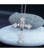 2.20 Ct Dancing Diamonds Cross Pendant Religious Necklace 14K White Gold... - £52.70 GBP