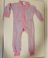 VTG 80s Panda Original Long Johns Pink Striped Sleeper Pjs Baby Girls 12... - $649.30 MXN