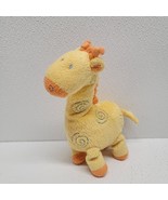 Carter&#39;s Child of Mine Yellow Orange Giraffe Blue Swirls Rattle Plush 8&quot;... - $41.99