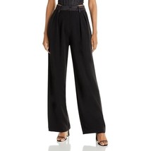 Aqua x Maeve Reilly  Women&#39;s Black Knit Satin Trim Dress Pants Sz S B4HP - £19.72 GBP