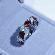 14k White Gold Plated 1.50Ct Heart Simulated Garnet  Engagement Ring Women - £115.24 GBP