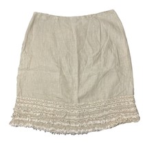 Tommy Bahama Two Palms Linen Mini Skirt Tiered Fringe Raw Edge Beige - Size 2 - £20.06 GBP