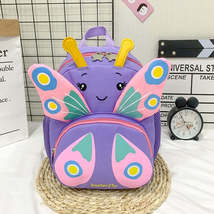 Children Schoolbag Shoulder Bag Girls Cute Cartoon Butterfly Backpack(Purple) - £7.90 GBP