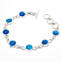 Blue Monalisa Round Shape Gemstone Handmade Ethnic Bracelet Jewelry 7-8&quot;... - £3.13 GBP