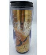 Starbucks Coffee 2008 Gold Design Travel Mug Tumbler Cup 12 OZ Ounce Clean - £23.66 GBP