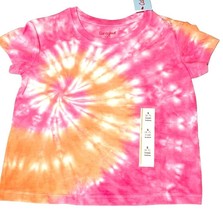3PK Cat &amp; Jack Shirts Tie Dye Girls 8 Medium Short Sleeve Pink Peach - £8.17 GBP