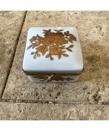 Porcelain Japan White and Gold Floral Small Trinket Pill Box 3438B - €30,44 EUR