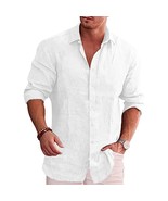  Men&#39;s Casual Long Sleeve Linen Cotton Shirt Autumn Hot Selling Men&#39;s Sh... - $25.00
